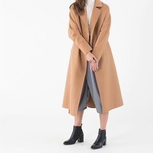 NWT Mute by JL Lydia Long Cinched Waist Camel Coat JL033 size XS
